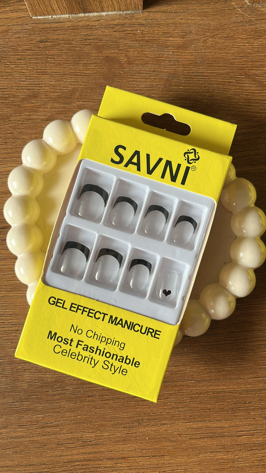 Black French tip:12 nails in a box - Premium Nails