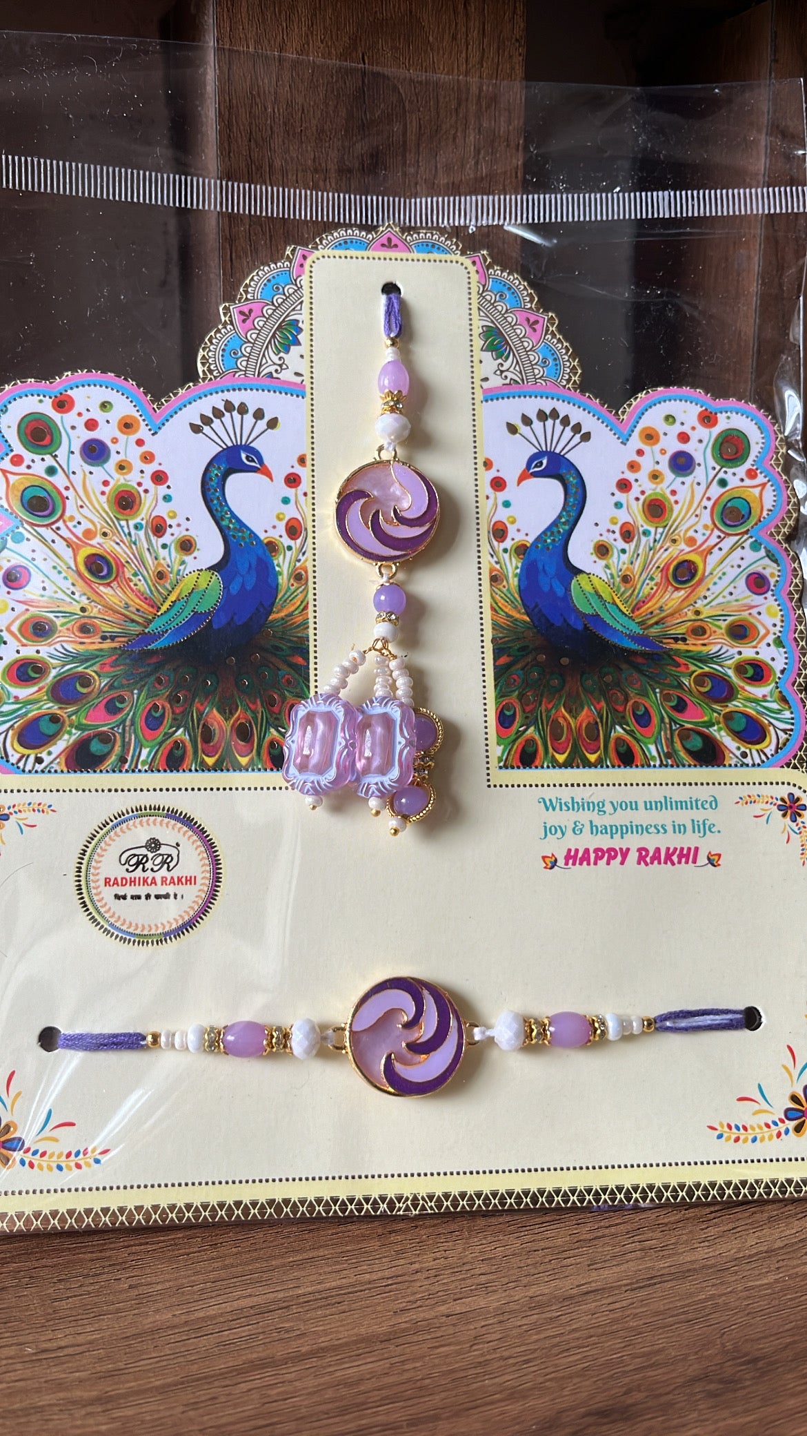 Purple Bhai Bhabhi Rakhi Lumba set