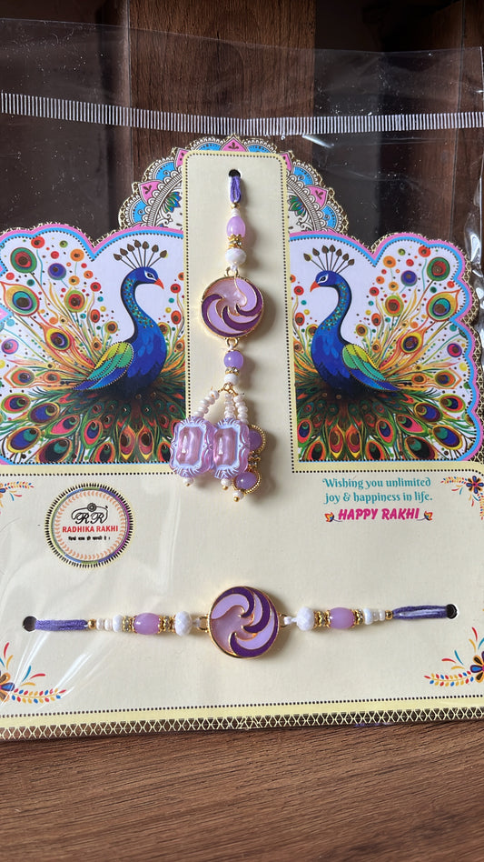 Purple Bhai Bhabhi Rakhi Lumba set