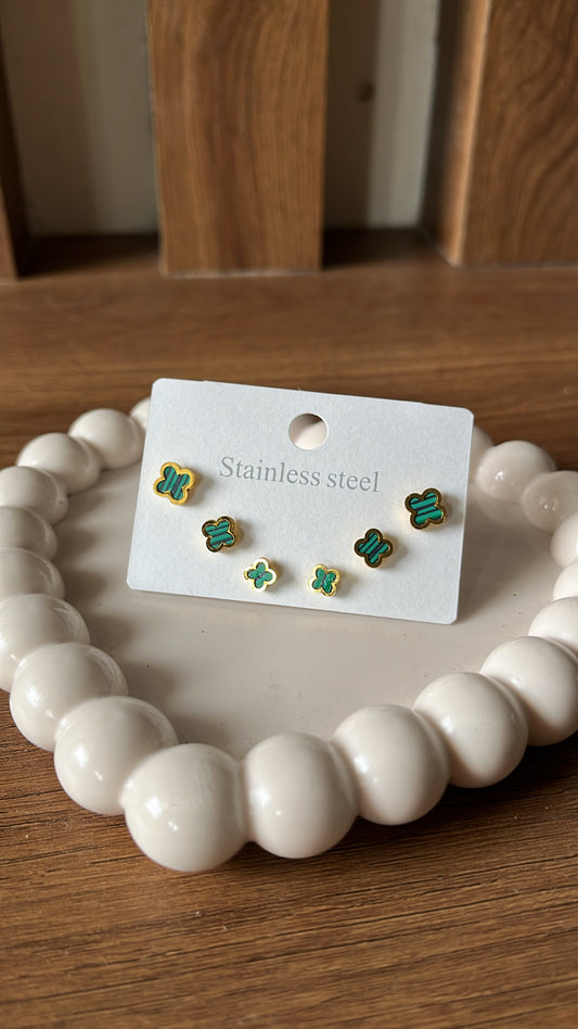 Clover Combo Earrings - Green
