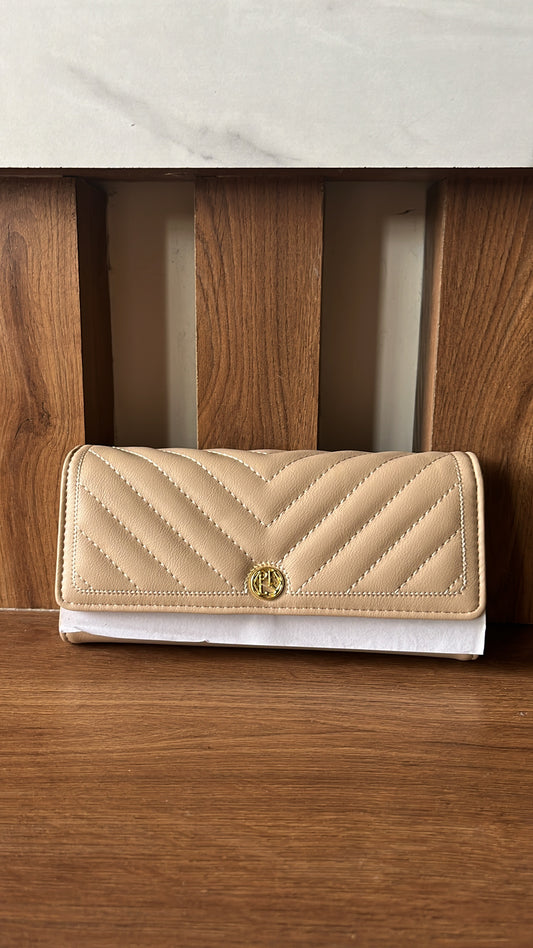 Beige Long Wallet Quilted