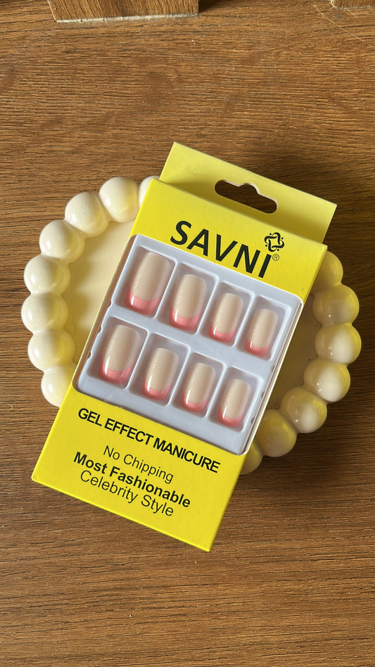 Pink French Tip: 12 nails in a box - Premium Nails