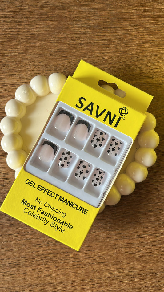 Black French Tip:  12 nails in a box - Premium Nails