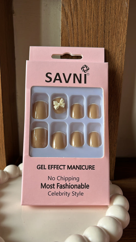 French tip Bow Stone Nails