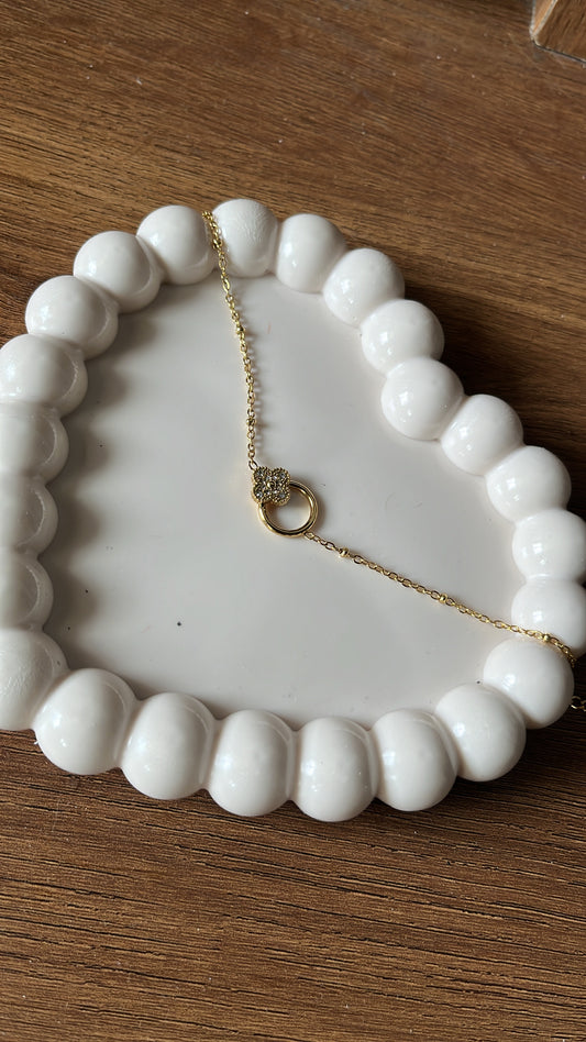 Clover Round Charm - Chain Bracelet