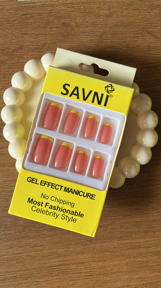 Yellow French tip: 12 nails in a box - Premium Nails