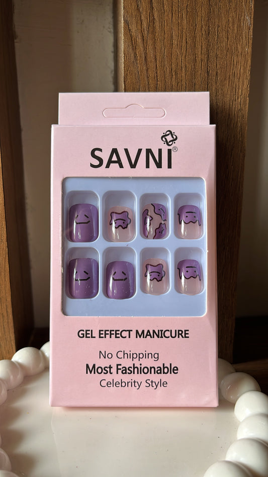 Purple Pixel Nails - Set of 12 nails