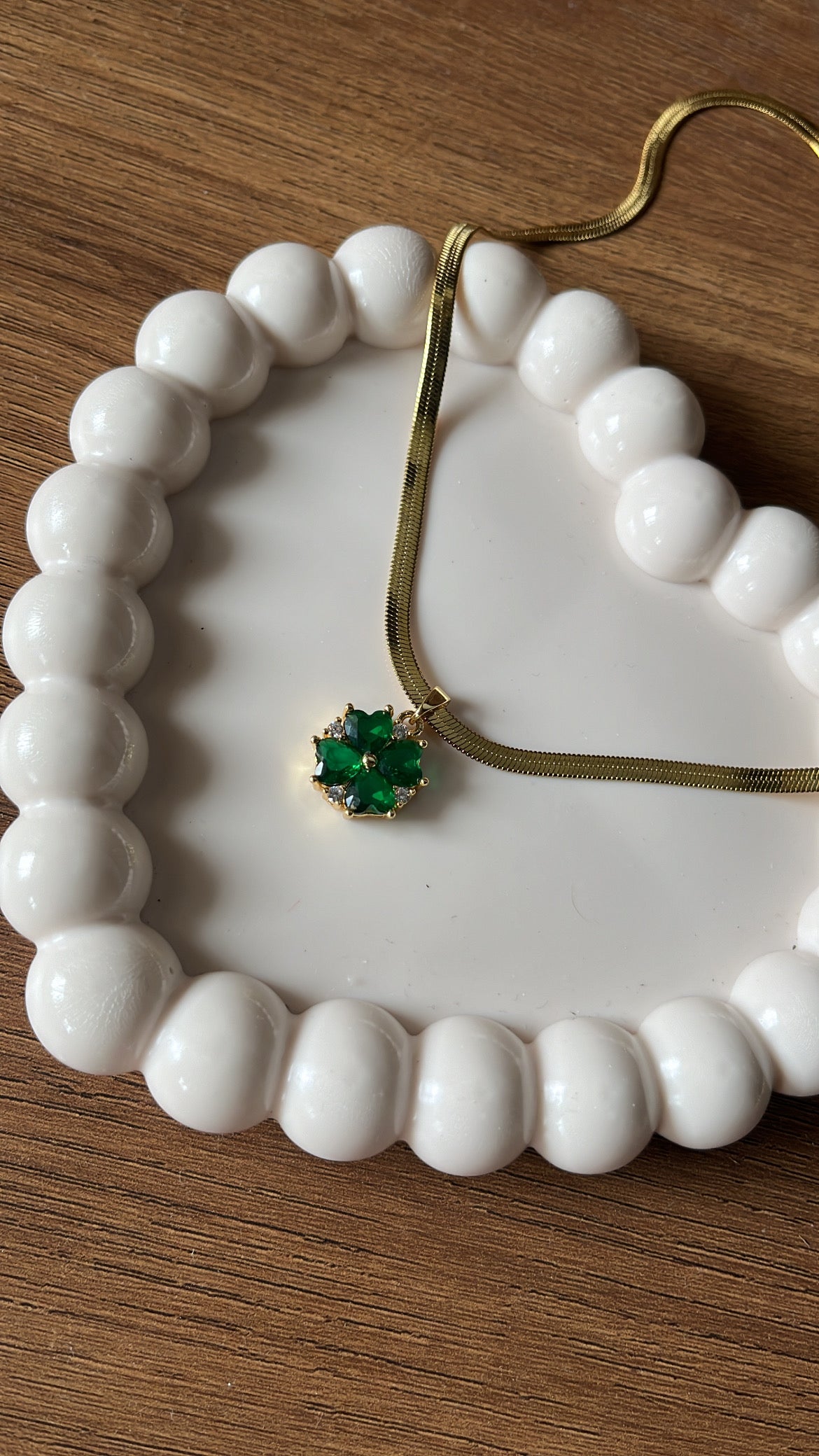 Clover Snake Necklace - Green