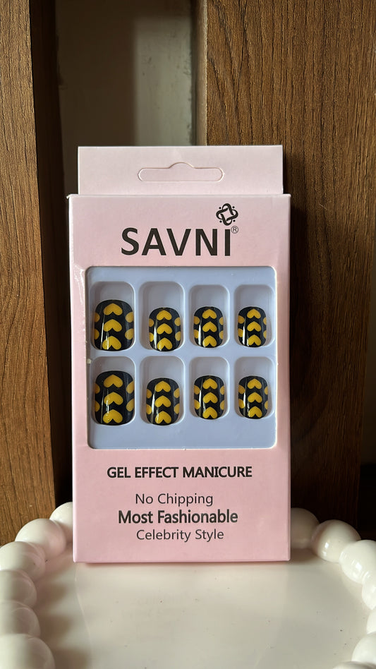 Yellow Heart Nails - Set of 12 nails