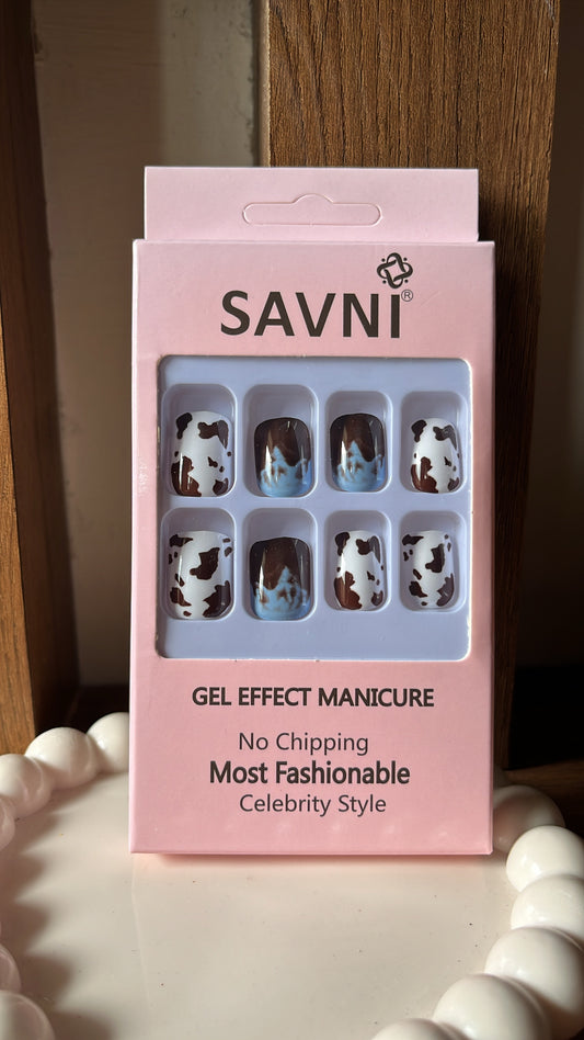 Cow Print Nails - Set of 12 nails