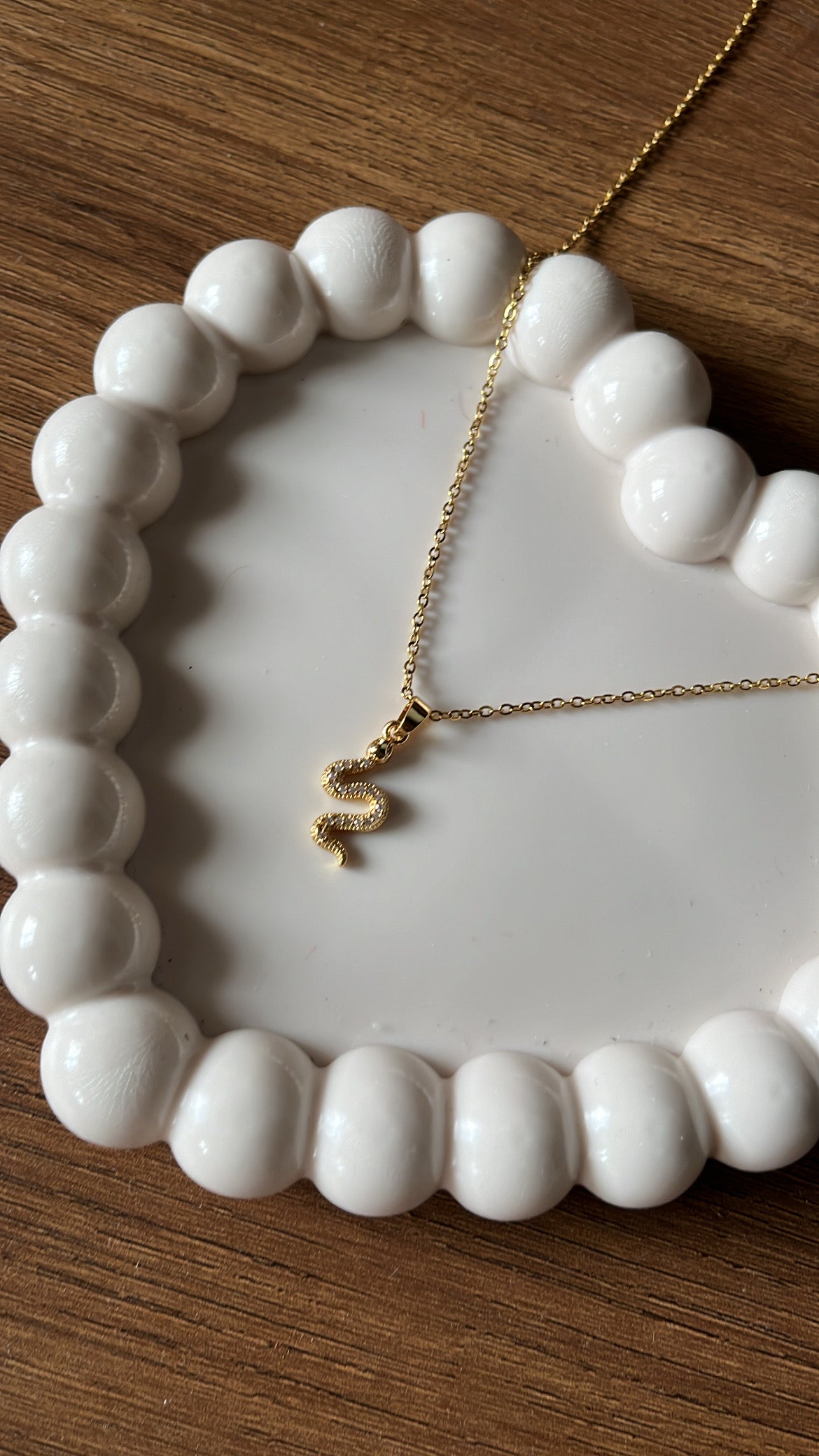 Snake Charm Necklace - White