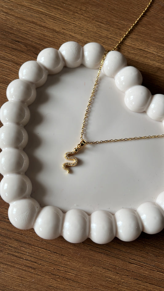 Snake Charm Necklace - White