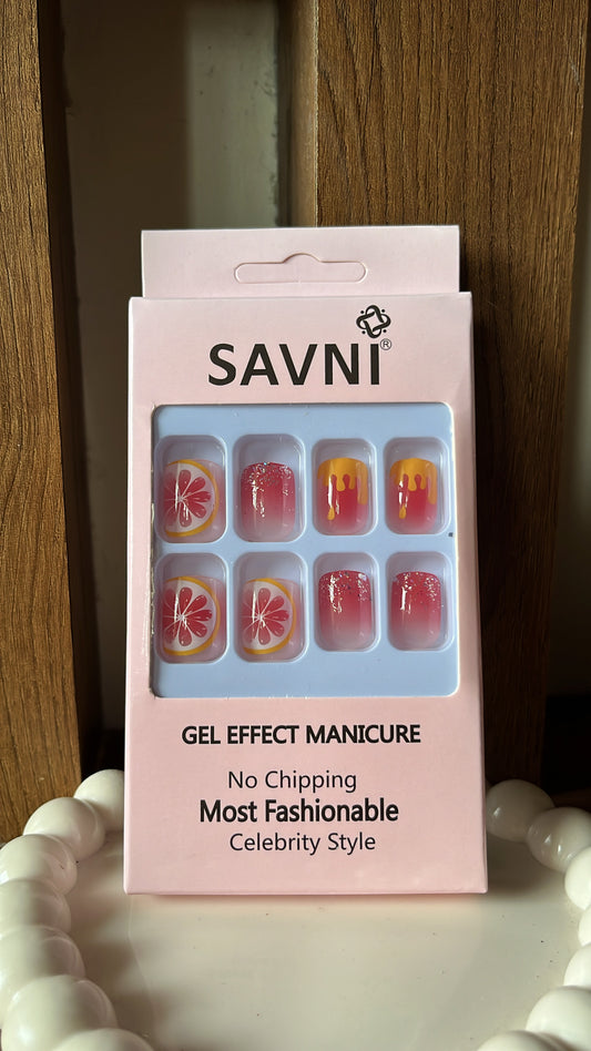 Orange Shimmer Nails - Set of 12 nails